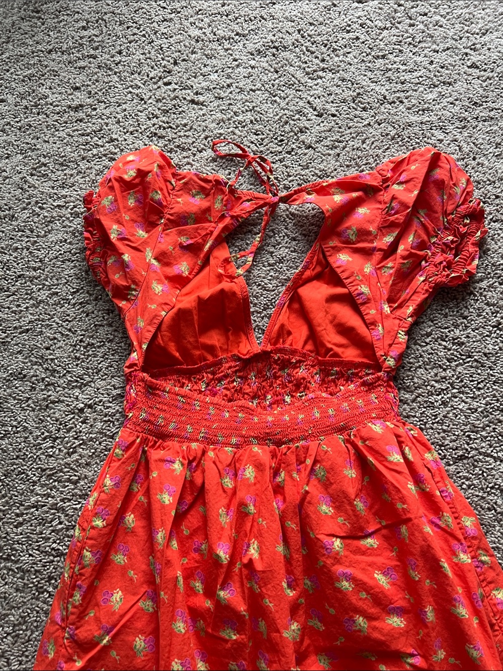 Urban Outfitters Liliana Side Slit Midi Dress Red Floral Print Size M - Picture 7 of 7